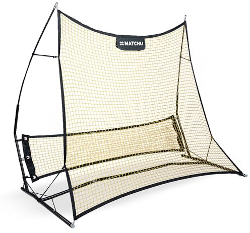 MATCHU - Rimbalzo 2 in 1 - Kickback - Adatto per calcio e pallamano - 183 x 130 cm - Nero/Giallo