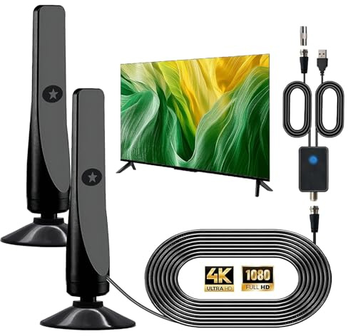 Wave Max TV Antenna 2025, Wavebeam Pro TV Antennas, Signal Booster with Crisp Hdtv Display, Indoor HD Digital Antennas for All Local Smart Tvs, Supports 4k,1080p, Miles Coverage Range(2pcs)