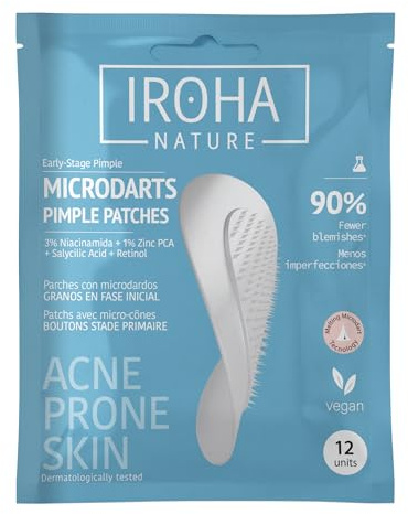 IROHA NATURE - Parches microdardos retinol piel 12 unidades | Niacinamida, ácido salicílico, zinc PCA, ácido hialurónico, hidrocoloide