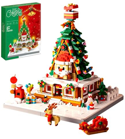 QuirkQuest Christbaum Mini Bausteine Bausatz, 2465 Teile Konstruktionsbaum Mikro Ziegel Kit, Architektur Modell Spielzeug, Geschenkideen für Erwachsene und Kinder