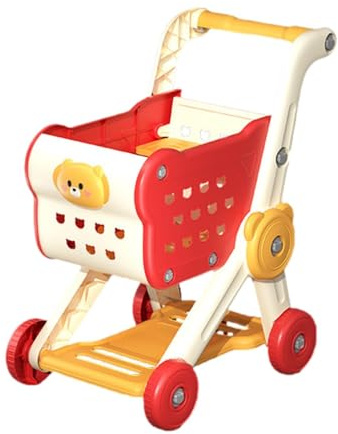 TAIZhiChen Einkaufswagen für Kinder, Spielzeug, Einkaufswagen, Spielzeug, lustig, frühes Lernen, Handwagen, Supermarkt, Trolley-Set für Geburtstagsgeschenke, Rot
