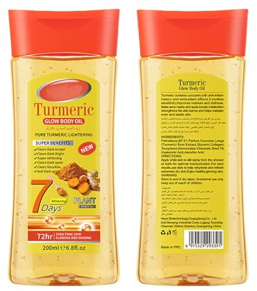 Huile pour le corps pour les femmes B3 Curcuma Glow | Hydratant éclairant correcteur de taches foncées Soins de la peau sèche (#2, 200g)
