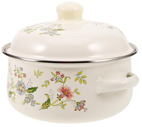 Milisten Marmite en Émail Multifonctionnelle 18 Cm, Pot à Ragoût Épais pour Cuisson Lente, Compatible Induction et Gaz, Casserole Maison Résistante Haute Température, Soupière Émaillée