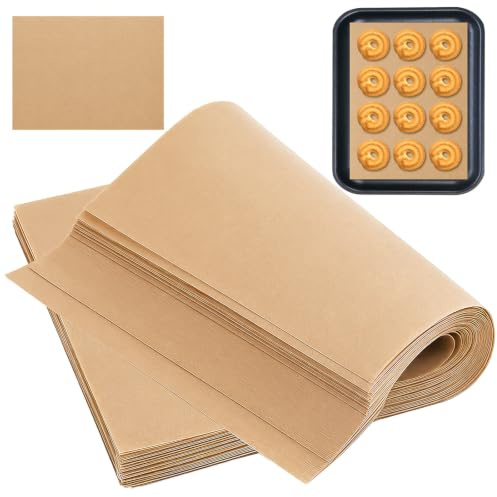 400 Pack Brown Baking Paper, 30 x 40cm, Non-Stick, Greaseproof | Pre Cut Parchment Paper Sheets, Bulk, Waterproof Baking Paper Sheets for Oven Grillin Air Fryer Roasting