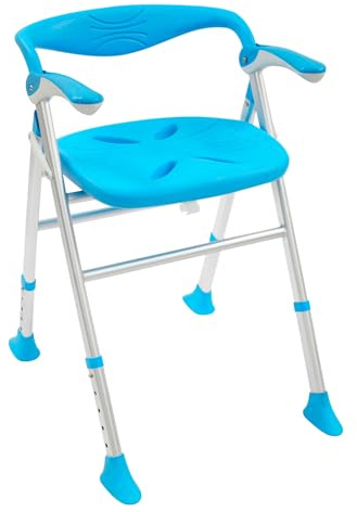 Chaise De Douche Pliante Tabouret De Douche Âgées Hauteur Réglable,Siège De Douche Antidérapant avec Accoudoirs,Charge 180 Kg,pour Les Personnes Âgées, Les Femmes Enceintes, Les Personnes Handicapées