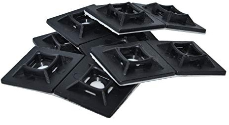 Klebepad Klebesockel Kabelbinder Befestigungssockel Kabelhalter 100 Stk. (20 x 20 mm, schwarz)
