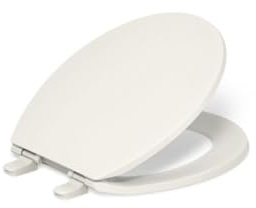 KOHLER 20111-96 Brevia, Slow Close Toilet Seat, Round Toilet Seat, Grip-Tight Bumpers Quick-Attach Hardware, Biscuit
