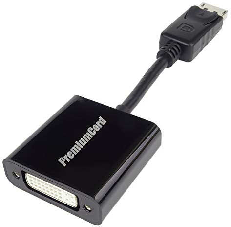 PremiumCord Displayport to DVI Adapter, Video Full HD 1080p 60Hz, DisplayPort Male to DVI Female, Length: 15 cm, Black