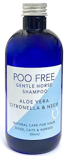 99% Natürliches Pferd Shampoo Mit Aloe Vera, CITRONELLA & NEEM - 250ml - von Poo Free. Ohne Sulfat, Ohne Silikon, Ohne Parabene. Konzentriert, Beruhigt, Hydratisiert, Lindert Juckreiz.