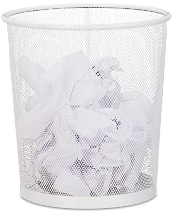 Relaxdays Corbeille papier, lot de 3, pour bureau & chambre ado, ouverte,ronde, fil de fer, poubelle, en métal, HxD 28x26cm,blanc
