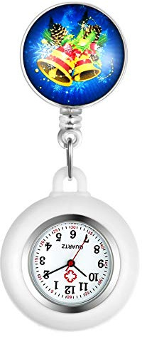 Avaner Weihnachten Krankenschwesteruhren aus Silikon Taschenuhr Schwesteruhr Analog Quarzwerk FOB Uhr für Damen und Herren