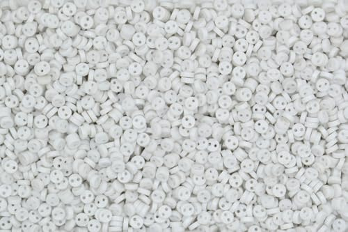 celloexpress 5mm White Circles Mini Doll Buttons for Dolls & Soft Toys Clothes - 5mm Assorted Round Colours & Designs (Pack of 100, White Circles)