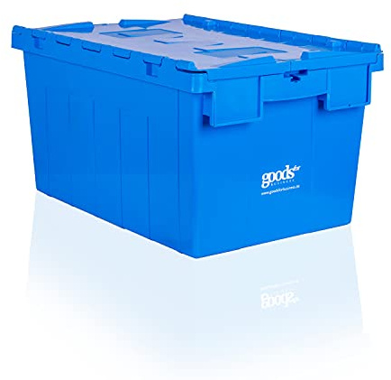 Mehrwegbehälter PK64315 mit Klappdeckel 60x40x31,5cm | Lagerbox 56L blau | Stapelbox Kunststoffbox Aufbewahrungsbehälter Logistikbox Lebensmittelbox Industriequalität | Wohnmobilbox Campingbox