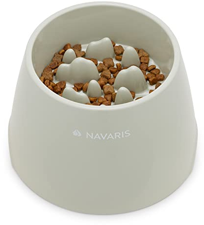 Navaris Ciotola Anti Ingozzamento Cane Gatto - Ciotole Cani Piccoli Grandi Gatti - Slow Feeder - per Cibo Secco e Umido - Alimentazione Lenta - Facile da Pulire - Melamina - Verde