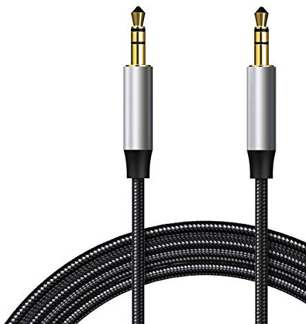 Eono Aux Cable 3.5mm Audio Cable, 1M 3.5mm Headphone Jack Male to Male Car Aux Stereo Lead Auxiliary Cord Compatible with Car, Smartphone, Laptop, Tablet, Home Stereos (Silver)