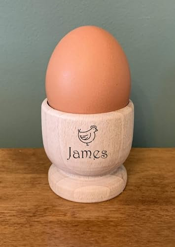 Personalised Hen Wooden Egg Cup – Name Engraved Breakfast Gift for Kids or Family – Cute Easter or Birthday Present