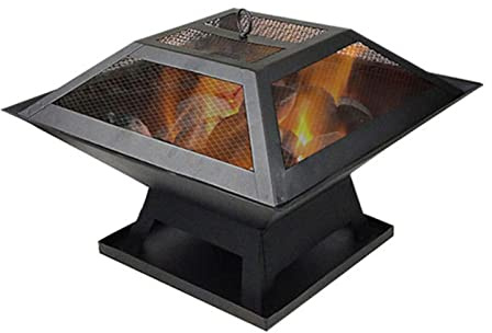 LIUXUEFE Fire Pit, 46.5X37CM Large Steel Brazier, Garden Cast Iron Fireplace, Outdoor Fire Pit, Camping Heating (Color : Zwart)