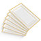 Junw Elegant Plastic Serving Tray & Platter Set (6pk) - White & Gold Rim Hard Reusable Food Tray for Weddings, Parties, Cupcake Display - 8x13 inches