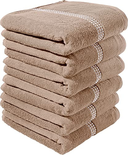Erwin Müller Walk-Frottier Handtuch 6er-Pack Mannheim Uni beige Größe 50x100 cm - schnell trocknend und extra saugstark, praktisch durch beidseitige Schlaufen, 100% Baumwolle