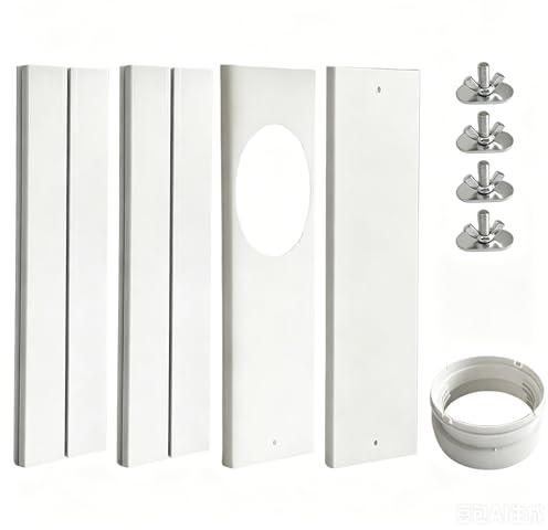 Kit de sellado de ventanas y puertas deslizantes para manguera de aire acondicionado portátil, paneles, PVC ajustable a hasta 152 cm, rosca universal de 13 y 15 cm de diámetro