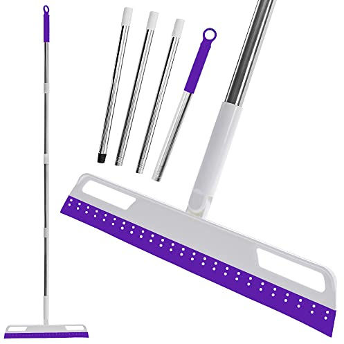 Scopa magica multifunzione, in silicone, per la casa, antiaderente, 4 in 1, regolabile, per bagno, finestre, cucina, pulizia pavimenti in piastrelle (viola)