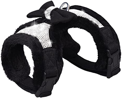 FUNAT Plüsch Brustgurte für Hunde, Strass Winter Hundegeschirr, Weste Bow Harness für kleine mittlere Hunde