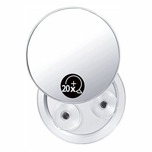 LATRAT Specchio ingranditore 20X, 3 x ventose, specchio ravvicinato per dettagli precisi del trucco, super ingrandimento 15cm rotondo specchio concavo