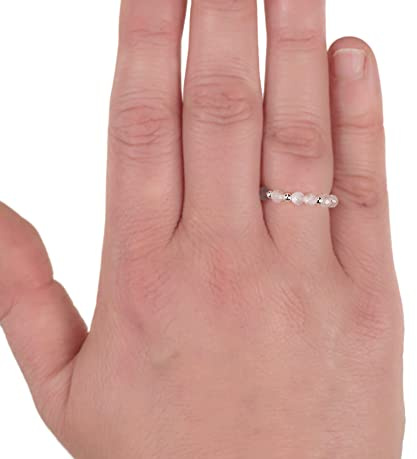 Mondstein Ring - Stretch Ring - elastischer Perlenring - Stapelring Handmade