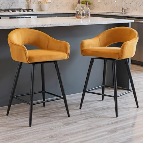 chairus Tabouret Haut Cuisine, 2PCS Chaises de Bar Pivotantes, Jaune