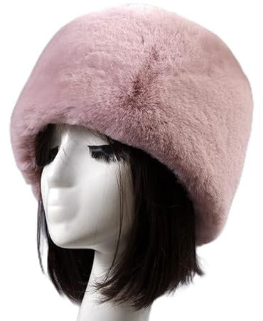 Damen Fellmütze Pelzmütze,Wintermütze Damenmütze Kunstfell Kunstpelz Mütze Klassische russische Kosakenmütze Winddichte Warm Wintermütze Weich Pelz mütze für Reisen, Skifahren, Wandern,Rosa