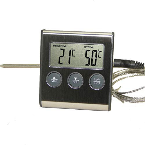 NOOFIE Termometro per Carne Termometro Digitale Timer Acqua Latte Vino Liquido Sonda di Temperatura