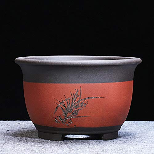 Lila Sand-Blumentopf, grüner Kaktus, Orchideentopf, klassischer großer, mittlerer und kleiner Blumentopf, runder Keramik-Sukkulenten-Pflanztopf, geeignet für langlebige Blumen, Alpenveilchen-Orchide
