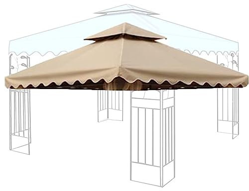 NILZA Ersatzdach Für Pavillon 3x3m, Pavillondach Doppeldach Schutzhaube, Gartenpavillon Ersatzdach, Draussen Garten Dachplane Überdachung, Wasserdicht (Size : Khaki)