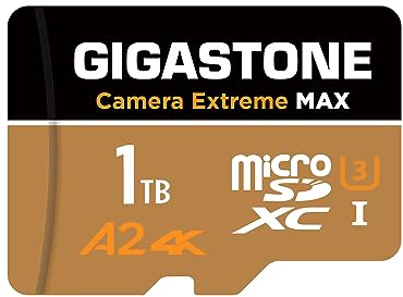 [5 Jahre kostenlose Datenrettung] GIGASTONE 1TB Micro SD-Karte, Kamera Extreme MAX, bis zu 180/150 MB/s, MicroSDXC-Speicherkarte für DJI, Gopro, Insta360, Dashcam, 4K Video, UHS-I A2 V30 U3