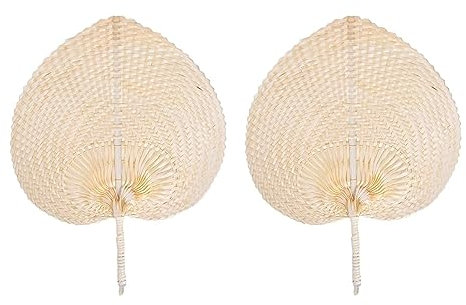 Stronrive Mano Tejidos, Abanico Mano Rafia Hoja Palma Natural, Abanico Tejido Bambú En ForCorazón Hecho A Mano, Paja Recuerdo Boda para Boda (2)
