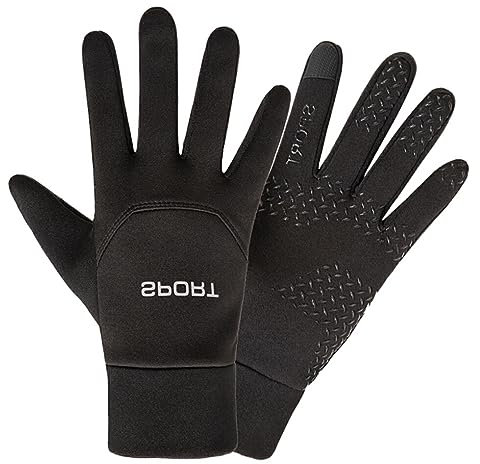 YIUPEDRFG Warme und wasserdichte Herrenhandschuhe – Outdoor Aktivitäten im Winter und warme Polyester Handschuhe für Herren Fahrradhandschuhe, Schwarz, M