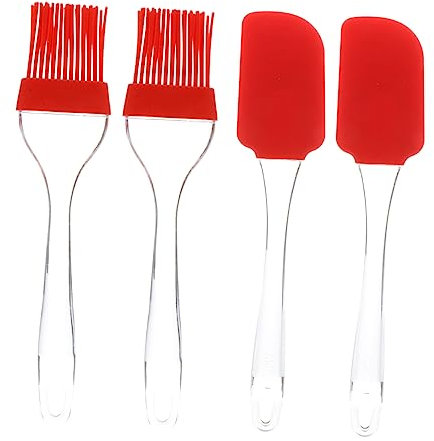 BESTonZON 4piezas Cepillo Para Parrilla Cepillo Para Aceite Raspador De Silicona Herramientas Para Hornear Barbacoa Cocina Untar De Aceite De Silicona Espátula Para Barbacoa