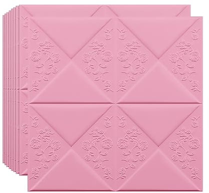 HAILM 3D Peel und Stick Tapete, 3D Wandpaneele, Selbstklebender Wasserdichter PE-Schaum, Akustikpaneele für Schlafzimmer/Wohnzimmer/Küche und Dekoration, 10 Pack,Rosa