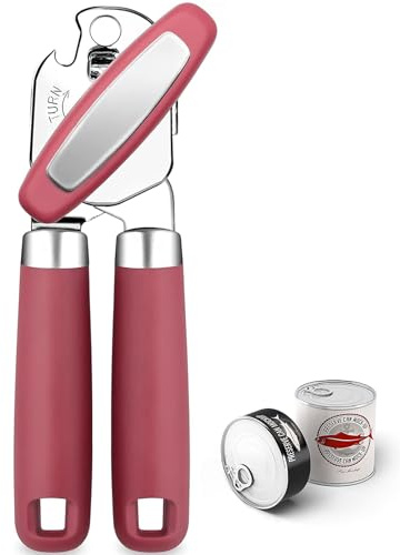 Dosenöffner mit Magnet, professioneller 3-in-1 multifunktionaler manueller Dosenöffner, Flaschenöffner, Küche, langlebiger Edelstahl, robuster Dosenöffner, glatte Kanten für Küche, Seniorenfreundlich