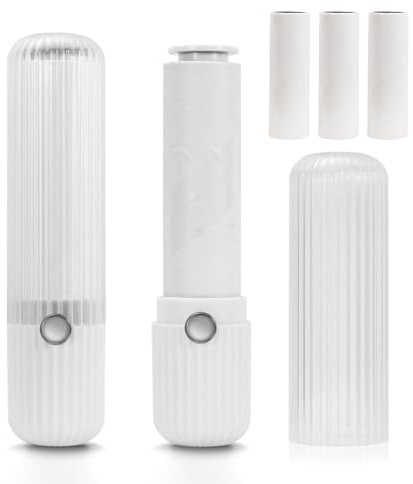 LELE LIFE Lot de 2 mini rouleaux anti-peluches de voyage pour vêtements extra collants et portables avec housse, pour enlever les poils de chat et de chien avec 5 recharges (rouleau anti-peluches
