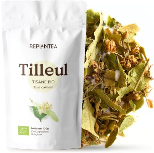 TILLEUL TISANE BIO 100g (50 Tasses) | Infusion Tilleul, Tisane Fleurs Tilleul, Lime Blossoms Tea | Tilia Cordata REPLANTEA