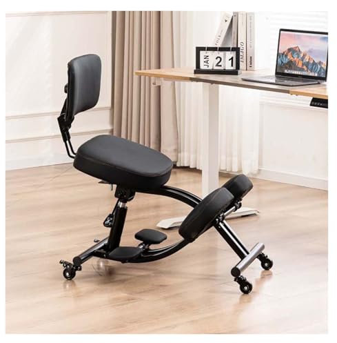 MZZKFC Kniender Bürostuhl Kniestuhl Mit Rückenlehne Und Rollen, Höhenverstellbarer Schneidersitz, Ergonomischer Bürostuhl, Geeignet Für Heimarbeiter/Yoga-Enthusiasten/Meditationsfanatiker