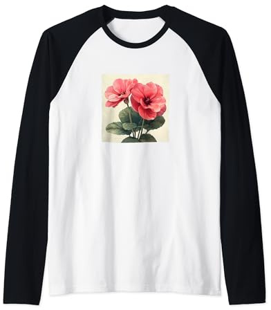 Graphisme Cottagecore en forme de fleur de cyclamen Manche Raglan
