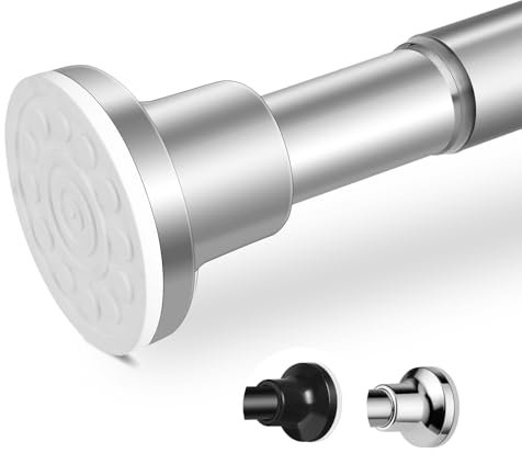 Barra telescópica para cortina de ducha, extensible, 76-193 cm, barra de cortina sin agujeros, acero inoxidable, φ25 mm, barra de cortina plateada para baño, bañera, ducha, puertas