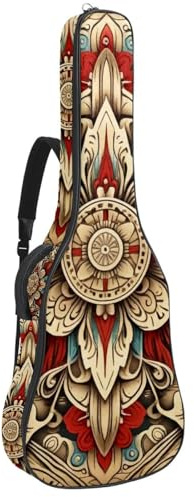 Gitarrentasche für Akustikgitarre, 104 cm, doppelter verstellbarer Schultergurt, Vintage-Stil, indianische Filigran-Gitarrenkoffer, wasserdicht, Oxford-Stoff, dicker Schwamm, Vintage