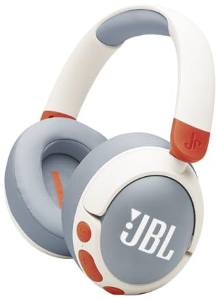 JBL Junior 470 NC, Casque Supra-auriculaire sans Fil Bluetooth pour Enfants, Réduction Active du Bruit, Micro intégré, 50 h d'autonomie, Safe Sound, limiteur de Volume, Set d'autocollants, Blanc