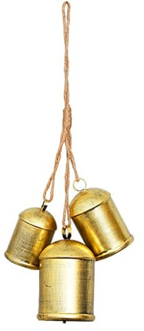 ZEPFJHE Weihnachtsglocken-Anhänger mit Seilglocken, Metall, Vintage-Hornglocken, Wandbehang, Eisen, Kuhglocken