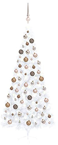 Xichuzi Künstlicher Halb-Weihnachtsbaum Beleuchtung Kugeln Weiß 240 cm, Tannenbaum Künstlich, Christmas Tree, Tannenbaum Deko, Weihnachtsbäume, Christbaum - 3077572