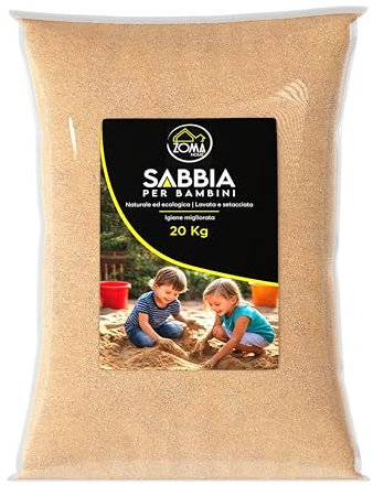 ZOMA Sabbia Bambini 20kg Lavata e Igienizzata Sabbiera da Esterno e Interno