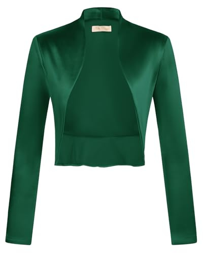 Belle Poque – Boléro en dentelle à manches longues pour femme – Vintage, vert foncé, XXL